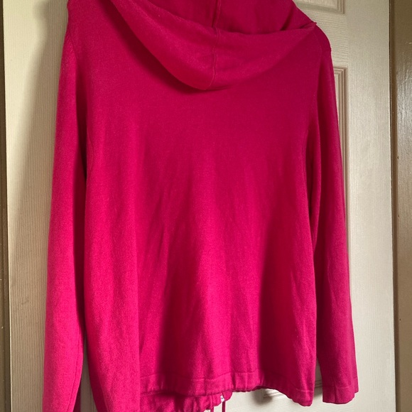 Chico's Platinum Barbie Pink Silk Cashmere Blend Full Zip Hoodie Size 2 = L - Picture 2 of 8